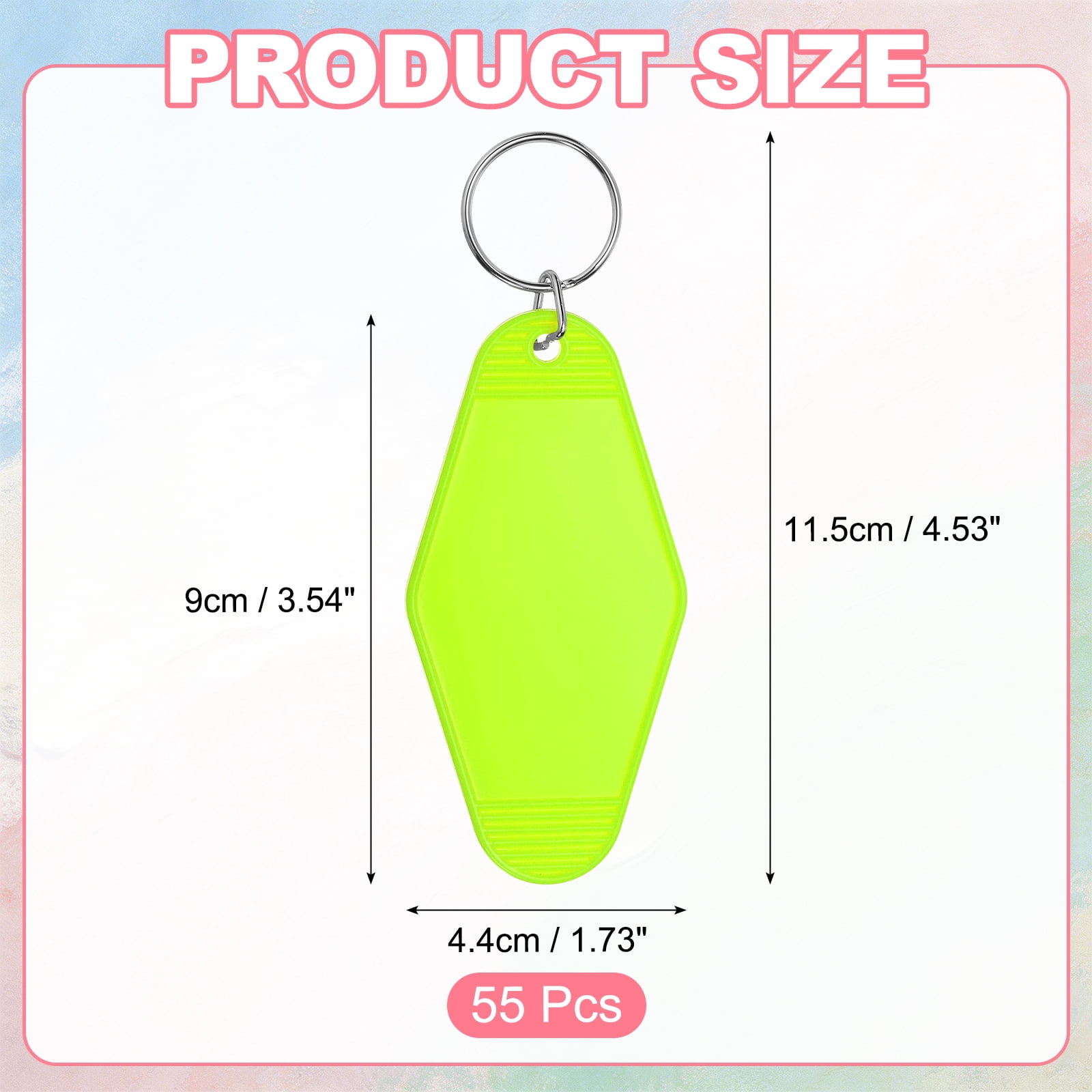 Uxcell 55 Pcs Blank Hotel Keychain Tags - Light Green Vintage Motel Key Tag Plastic Rhombus Keychain with Key Ring,[for Vinyl DIY Crafts Car Ornament Sublimation Luggage Label]