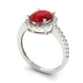 thumbnail image 2 of 2.27 ct Oval Cut Simulated Ruby Halo Engagement Ring for Women in 18K White Gold, 2 of 5
