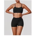 thumbnail image 3 of PISONIC Women's Polka Dots Workout Set 2 Piece Sports Bra Tank High Waisted Biker Shorts Matching Yoga Outfit Set, 3 of 6