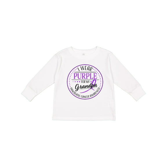 Inktastic I Wear Purple for my Grandpa- Pancreatic Cancer Awareness Boys or Girls Long Sleeve Toddler T-Shirt