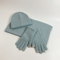 thumbnail image 4 of MIASHUI Solid Color Knit Hat, Scarf, and Gloves Three-Piece Set, Knit Fake Wool Yarn Scarf Red Christmas Hat Set Blue, 4 of 4