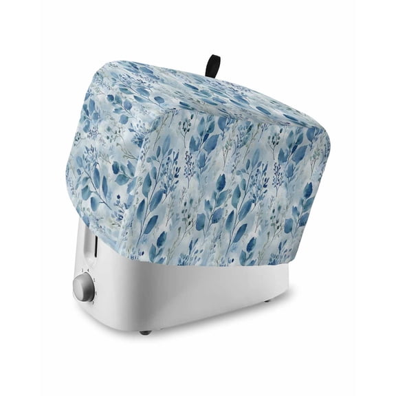 Fsddascl Blue Botanical Toaster Cover 4 Slice, Large Kitchen Appliance Covers, Retro Impressionist Style Watercolor Toaster Oven Cover with Loop, Bread Machine Cover Polyester Dust Cover Protection
