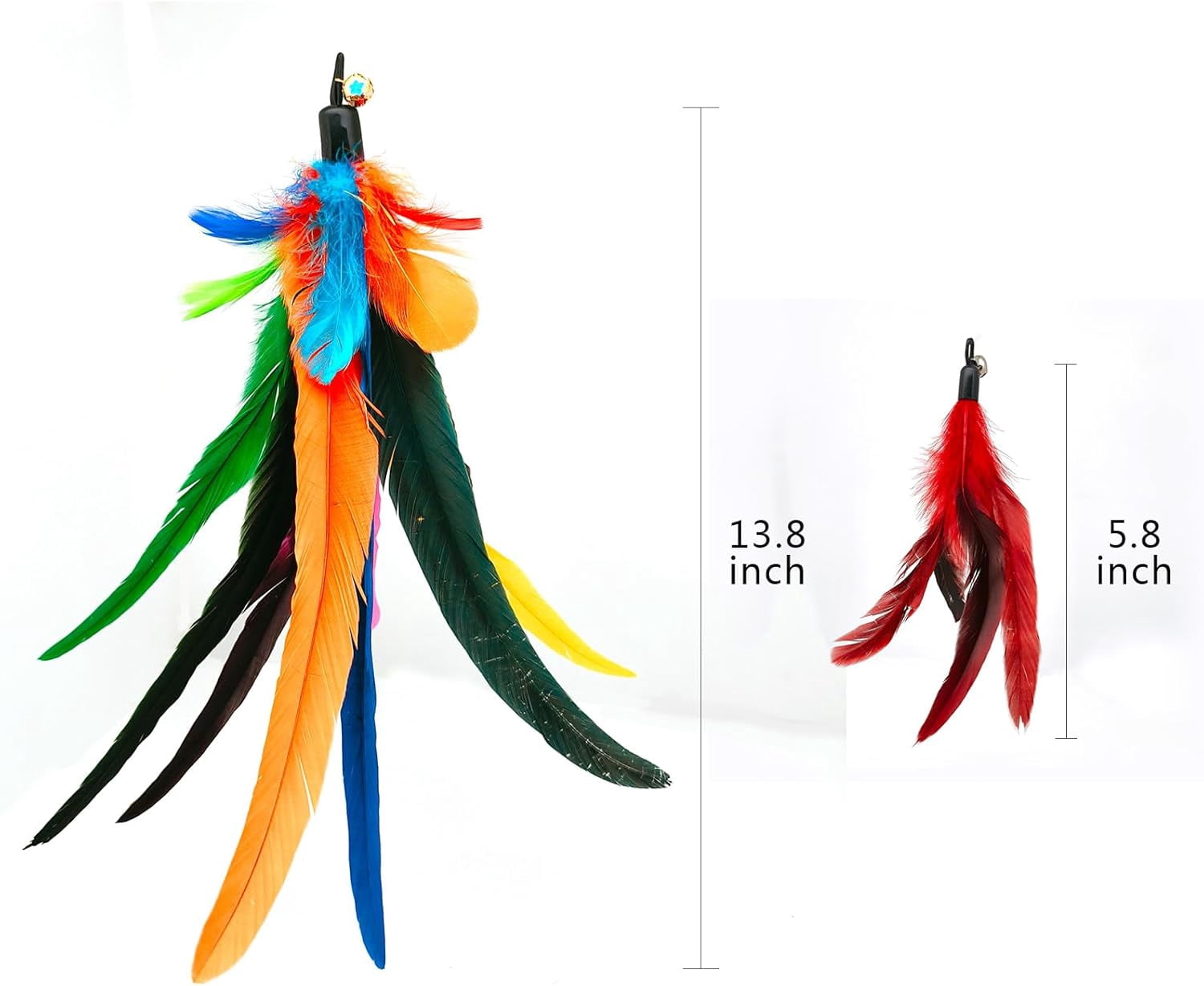 miwoowim Cat Toys Interactive for Indoor Cats, 2PCS Ultra-Long Teaser(50"+38")+9PCS Da Bird Feather Refills, Fishing Pole Toy,Retractable Cat Wand Toy and Feather Toys Refills Attachment Replacement