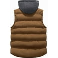 thumbnail image 2 of KVE Men's Warm Winter Hooded Vest Padded Puffer Vest Brown, Large, 2 of 9