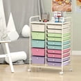 thumbnail image 4 of Costway Chariot de Rangement Roulant à 15 Tiroirs Chariot Mobile avec Tiroirs Colorés et Cadre en Métal Crème Glacée Multicolore, 4 of 10