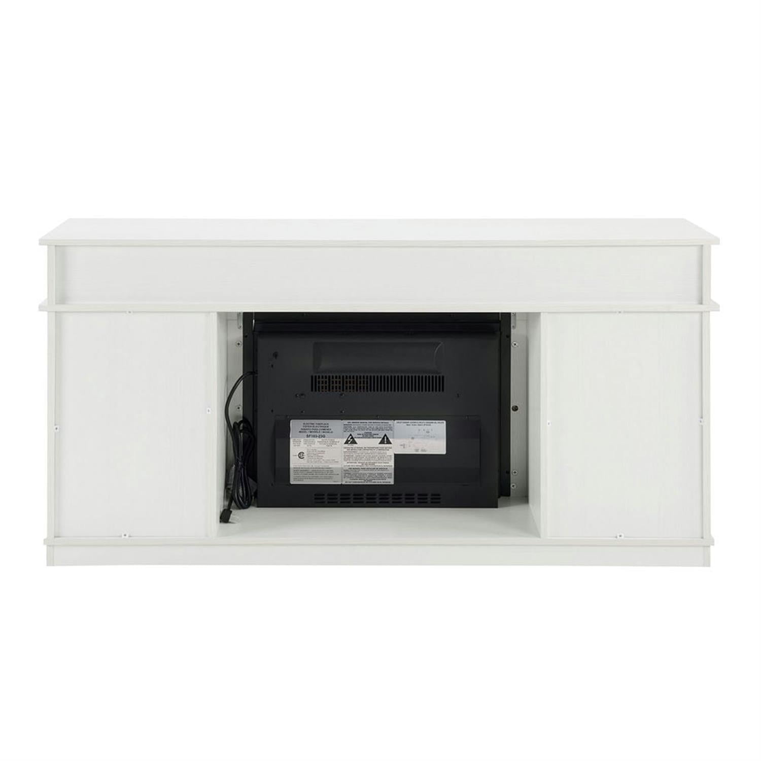 Demi Bonn Modern Farmhouse TV Media Stand for TV Up to 65'', Large Barn Inspired Home Entertainment Console with 23" Fireplace Insert, Open Shelves and Closed Cabinets, White