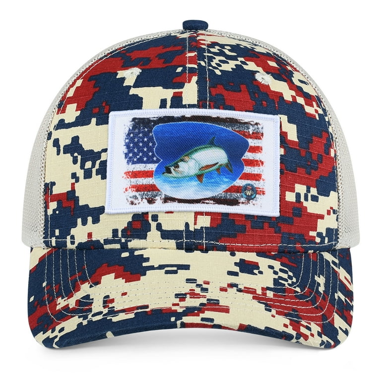 Patriotic Fishing Trucker Hat(1) - Set of 3 Changeable Fishing Patches