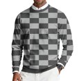 thumbnail image 2 of Men's Round Neck Long Sleeve Ribbed Knit Plaid Pullover, Sweater for Fall Winter, Casual Style and Holiday Gatherings,Gray,L, 2 of 7