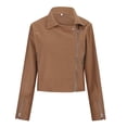 thumbnail image 4 of Bovemsi Motor Biker Short Jacket Fashion Motorcycle Collar Faux Women Sleeve Coats Long Solid Color Casual Women's Coat Fall Winter Clothes S, 4 of 9