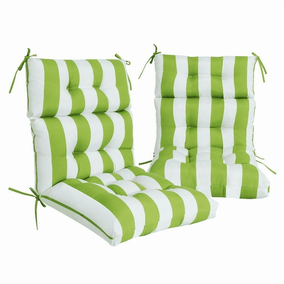 High Back Chair Cushions Set of 2, Adirondack Chair Cushion with Waterproof, Rocking Chair Cushion for Outdoor Patio, Garden Porch 45”x 22”x 4(green white）