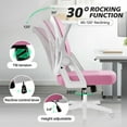 thumbnail image 5 of COOLHUT Ergonomic Office Chair, Comfort Home Desk Chair, Adjustable Dual Lumbar Support Mesh Chair with Flip-up Arms and Adjustable Height - Perfect for Home, Meeting Rooms, Pink, 5 of 10