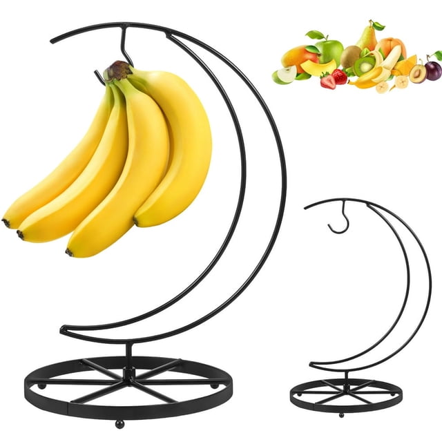 CHUANK Banana Rack Stable Banana Holder with Hook Rust-Proof Metal Banana Tree Stand for Fruit Micro Landscape Decorations