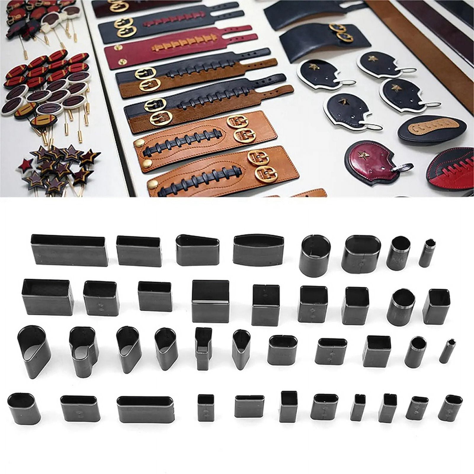 52 Pcs Hollow Punch Cutter Tools Kit Carbon Steel Leather Punching Die Cutting Mold Manual Hole Puncher Se