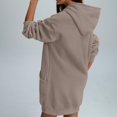 thumbnail image 4 of VISALY Hoodies Pullover Tunic Sweatshirt Fall Hoodies Sweatshirts Dresses Long Sleeve Sweaters Pullover Clothes with Pockets Casual Sweaters Athletic Sweatshirts Sweatshirts Loose Fit Hoodie Coffee Xl, 4 of 5