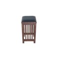 thumbnail image 4 of Variety 13 x 13 x 24 Inch Leather Upholstered Wooden Backless Barstool with Slatted Sides and Square Seat in Dark Brown, 4 of 7