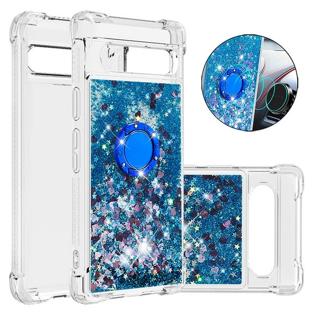 Case for FOXDOCK Google Pixel 7A Full Corner Protection Glitter Phone Case with Ring Holder