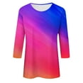 thumbnail image 5 of USNSM Ombre Shirts for Women Casual 3/4 Sleeve Round Neck Tie Dye Gradient Print Pullover Tops Loose Lightweight Comfy Tunic Tees Blouse Multicolor#06 XL, 5 of 5