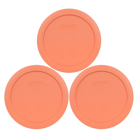 Pyrex Replacement Lid 7201-PC Bahama Sunset Light Orange Cover (3-Pack) for Pyrex 7201 4-Cup Bowl (Sold Separately)