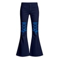 thumbnail image 4 of Tfken Children Soft Lightweight Pants Daily School Wear Girls Denim Flare Pants With Pockets Fashion Adjustable Tie Kids Breathable Clothes Size 13-14 Years Blue, 4 of 4