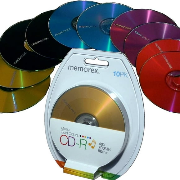Memorex Plaquette Thermoformée à Disque 40x CD-R Cool Colors - Multicolore