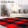 thumbnail image 2 of ODIKA 6'x9' Machine Washable Non-Slip Area Rug, Elegant Gingham Cottage Hearth Statement High Traffic Rug with Pad, Red, 615247, 2 of 8