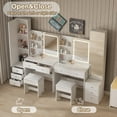 thumbnail image 5 of Vabches Vanity Set with 2 Mirrors, Makeup Table with 3 Color Lighting and 5 Drawers,White, 5 of 11