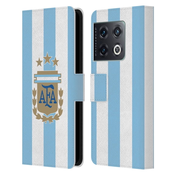 Head Case Designs Officially Licensed Argentina National Football Team 2024/25 Crest Kit Home Leather Wallet Case Compatible with OnePlus 10 Pro