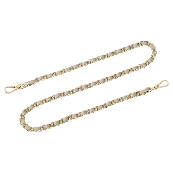 Uxcell Purse Chain Strap, 32" Leather Iron Flat Chain Strap Handbag Chains Purse Straps for Shoulder Bags Replacement Strap (Gold Strap Gold Chain)