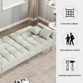 White Futon Sofa Bed, Convertible Folding Sofa Bed, Modern Upholstered Sleeper Sofa Bed with 2