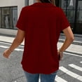 thumbnail image 4 of Siminsem Women's Casual Loose Fit V Neck Tunic Top Textured Short Sleeve Pullover with Button Decor Dressy Blouse Cute Lightweight Top for Spring and Summer, Wine, 3XL, 4 of 5