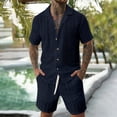 thumbnail image 2 of IWRICH Men's 2 Pieces Outfits Summer Beach Set Short Sleeve Button down Shirts and Shorts 2 Piece Loose Fit Hawaiians Sets Navy XL, 2 of 6