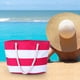 thumbnail image 4 of Yhmxh Organizadores y almacenamiento Bolso de lona a rayas de cuerda de cáñamo para mujer, moderno, para viajes, compras, práctico, de gran capacidad, para playa Almacenamiento de ducha, 4 of 5
