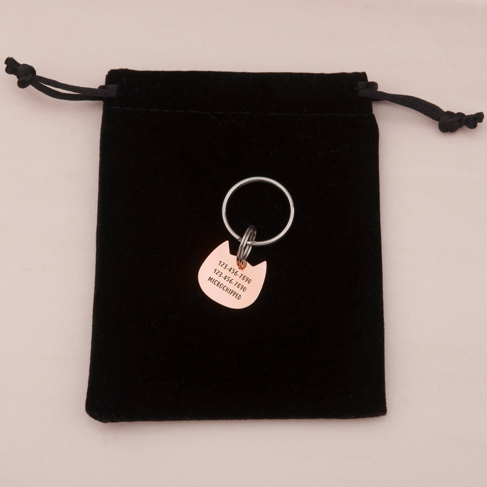 Anavia Stainless Steel Kitten Head Name and Icon Engraved Dog & Cat ID Tag, Rose Gold