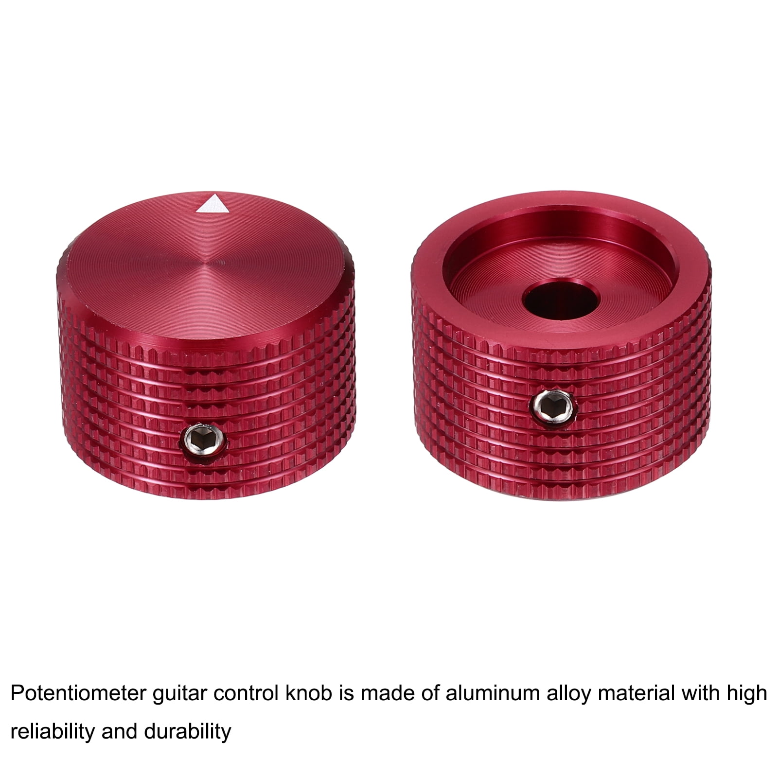 Uxcell 6 Pcs Aluminium Potentiometer Knobs, 1/4" (6mm) Universal Volume Tone Control Knobs for Guitar, Bass, Grid 5/8" Red