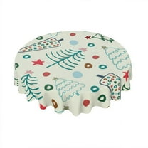 Eveokoki Round Christmas Tablecloth 60 In,Christmas Colorful Pine Tablecloth,Polyester Waterproof Wrinkle Resistant Durable Table cloth for Holiday,Kitchen,Winter and Home Decor