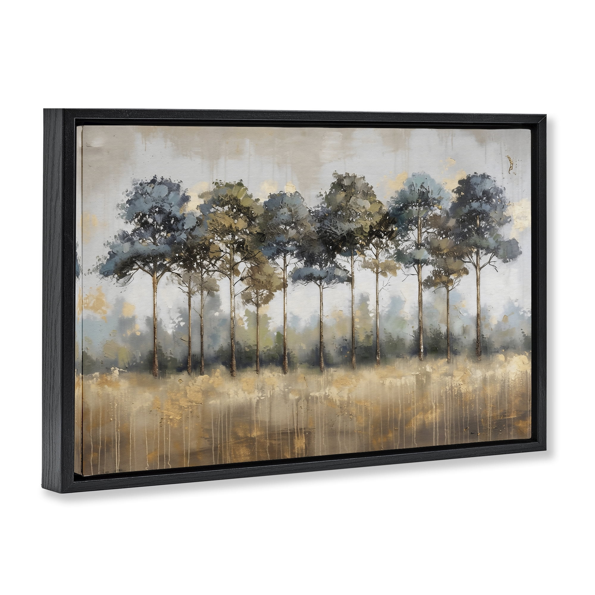 Stupell Industries Green & Blue Forest Grove Black Framed Floater Canvas Wall Art, design by Creative Studio