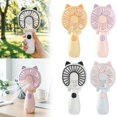 thumbnail image 7 of Cute Cat Shaped Handheld Mini Fan, USB Rechargeable 2-in-1 Desktop & Portable Personal Cooling Fan, Quiet Small Fan with Safety Grille for Office Outdoor Summer Use 6.29 × 2.95 Inch, 7 of 7