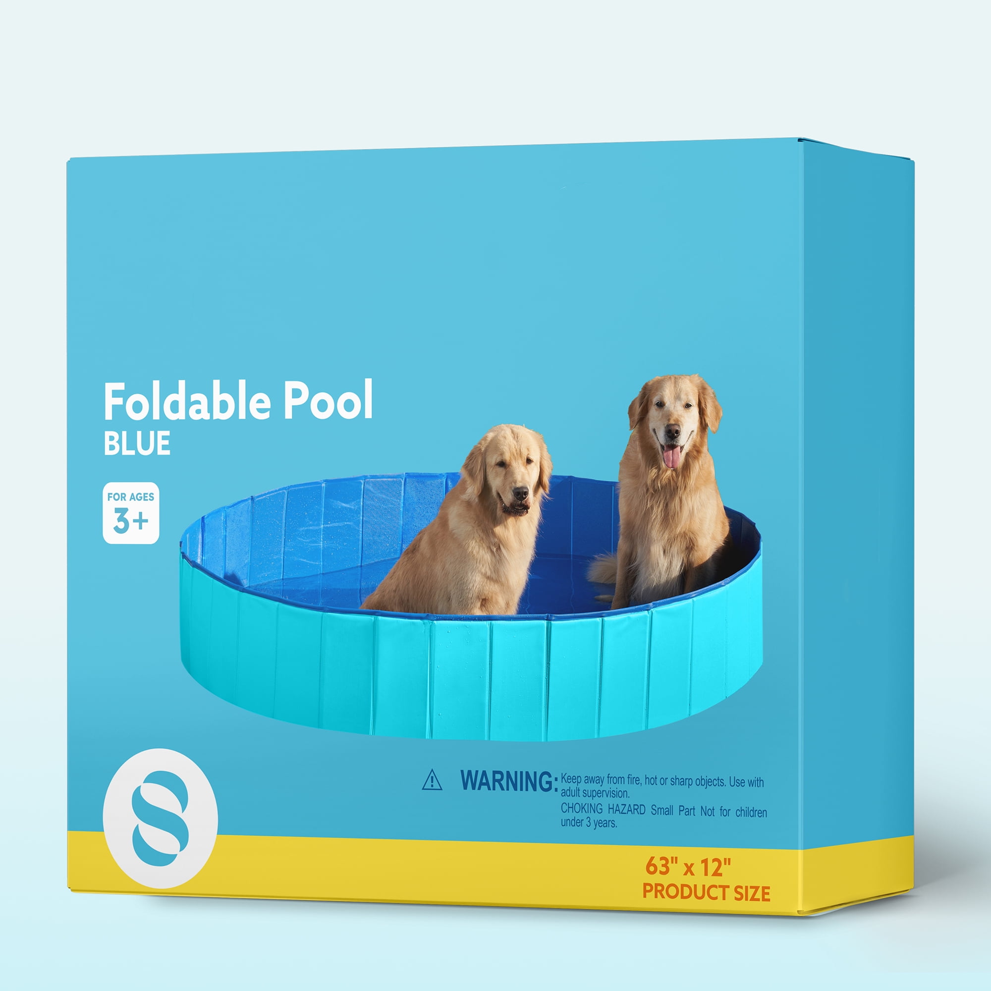 JOYFY Foldable Pool Plastic Kiddie Pool, Portable Doggie Swimming Pool for Dogs Cats and Kids(63" x 12", Blue)