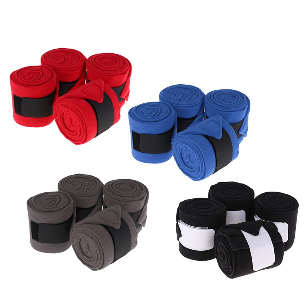 Wswqop Horse Grooming Care Set Of 4 Fleece Leg Wraps Equestrian Equip Supplies - Red