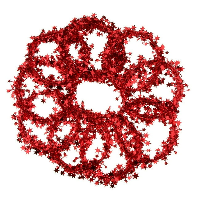 10pcs Poinsettia Tinsel Wreath Garland Decoración Decoración del árbol de Navidad rojo