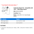 thumbnail image 2 of Carburetor Repair Kit - Compatible with 1987 - 1988 Dodge Dakota, 2 of 2