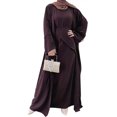 thumbnail image 3 of Vestido Abaya musulmán para mujer, conjunto de tres piezas, bata de oración islámica, frente abierto, vestido maxi cárdigan fluido, 3 of 5