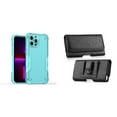 thumbnail image 1 of Case with Belt Holster Bundle for iPhone 14 Plus: Slim EX Hybrid Series Shockproof Case (Teal) and Coin Card Wallet Phone Pouch, 1 of 9