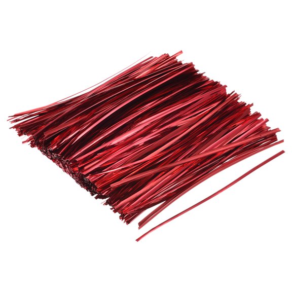 Uxcell Foil Twist Ties 7" Plastic Closure Tie for Tying Bread, Candy, Cookies, Gift Bags, Red 750 Pack