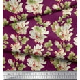 thumbnail image 2 of Soimoi Rayon Fabric Leaves & Magnolia Floral Print Sewing Fabric Yard 56 Inch Wide, 2 of 5