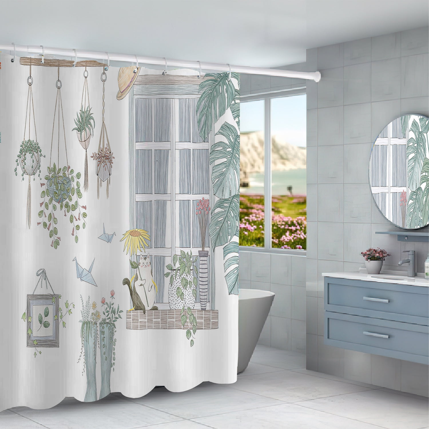 Waterfall Beddinginn Fabric Decor Shower Curtain 3D Vivid Nature 72"W x 78"L 