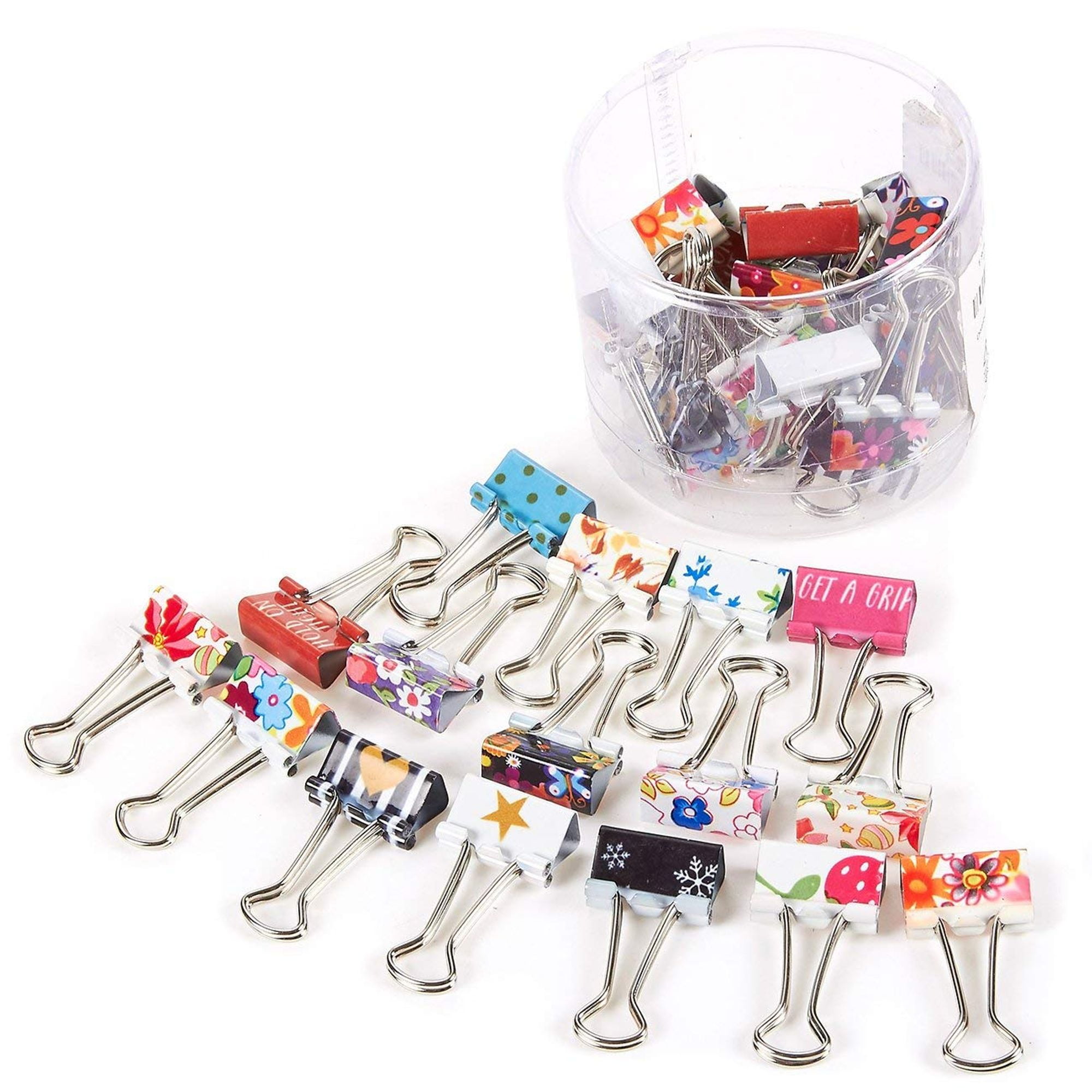 Colored Binder Clips 40Pack Paper Clamps, Assorted Design, Small, 1.5 x 0.75 inches Walmart