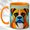 Orange, variant on Geometric Boxer Coffee Mug, Colorful Dog Mug, Ceramic 11 oz