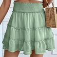 thumbnail image 4 of Women's Solid Pleated Ruffle Skirt - Elastic Waist, Chafing-Resistant, Casual/Vacation, Polyester Spandex - Pleated Design, 4 of 6