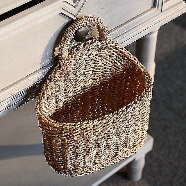 Cesta colgante de cocina Cesta de almacenamiento tejida de plástico